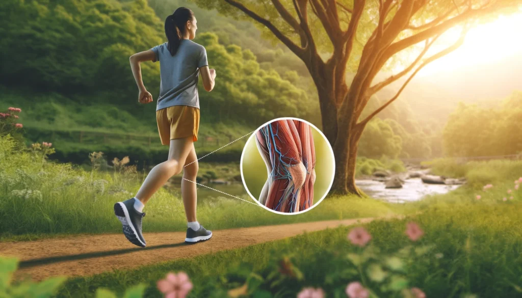A young lady jogging in a park